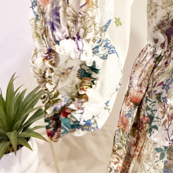 Charo Ruiz Botanic Print Cotton Mini Dress In White L - Picture 5 of 16